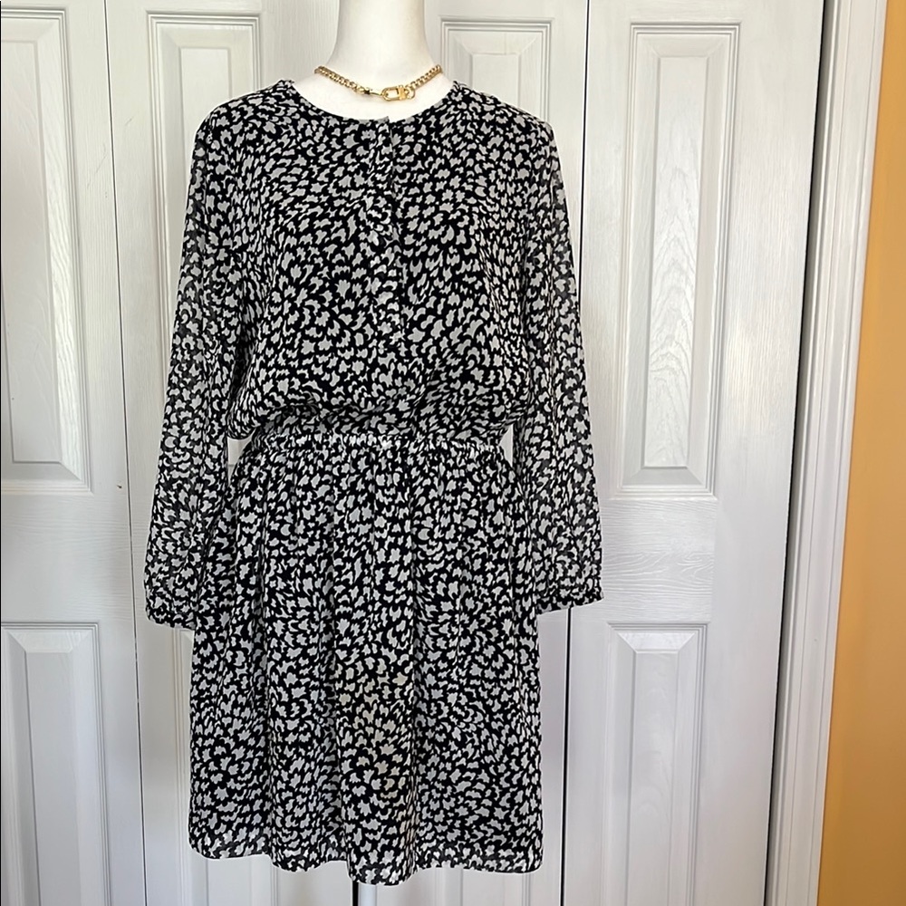 Club Monaco Black and White Patterned Dress